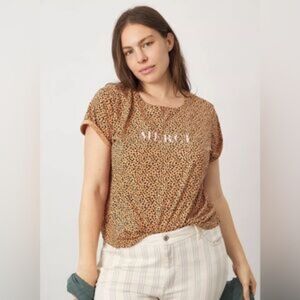 Anthropologie Tan Cream Crop Top Short Sleeve XS